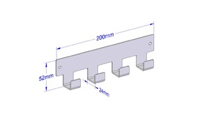 Industriële handdoekhaak 200mm type 1 - roestvrij staal