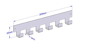 Industriële handdoekhaak 300mm type 1 - roestvrij staal