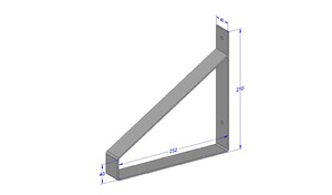 Industriële plankdrager 250mm type 1 - roestvrij staal