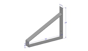 Industriële plankdrager 300mm type 1 - roestvrij staal