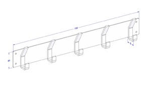 Industriële kapstok 700mm type 1 - mat wit