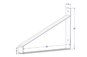 Industriële plankdrager 400mm type 1 - mat zwart