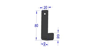 Industriële jas-hoed haak 80mm type 1 (3 stuks) - mat zwart - Plank bevestiging