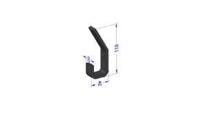 Industriële jas-hoed haak 110mm type 1 (5 stuks) - mat zwart