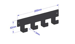 Industriële handdoekhaak 200mm type 1 - mat zwart