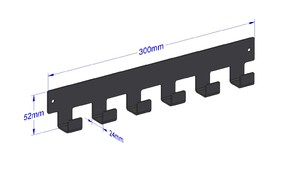 Industriële handdoekhaak 300mm type 1 - mat zwart