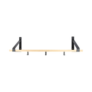 Industriële jas-hoed haak 80mm type 1 (3 stuks) - mat zwart - Plank bevestiging
