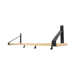 Industriële jas-hoed haak 80mm type 1 (3 stuks) - mat zwart - Plank bevestiging
